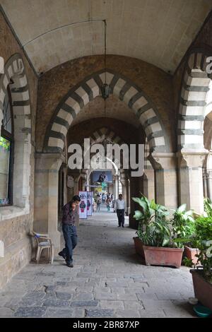 The distinctive porticoes of the David Sasson Library and Reading Room in Mumbai, completed in 1870 and one of the city's key heritage buildings. Stock Photo