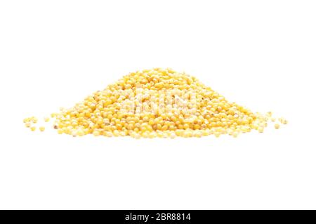 Raw millet on white background Stock Photo
