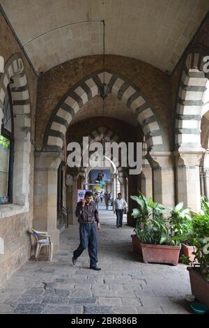 The distinctive porticoes of the David Sasson Library and Reading Room in Mumbai, completed in 1870 and one of the city's key heritage buildings. Stock Photo