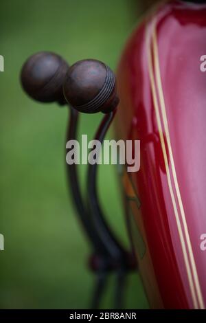 Vintage motorcycle hand gear shifter also called suicide shifter. Stock Photo