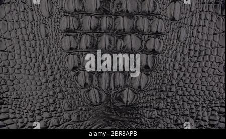 Imitation black crocodile skin background Stock Photo