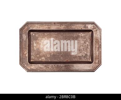 Rectangular vintage plate top view isolated Stock Photo