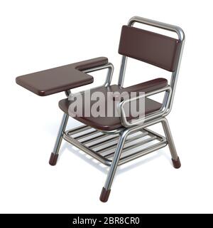 Writing pad student chair 3D render illustration isolated on white background Stock Photo