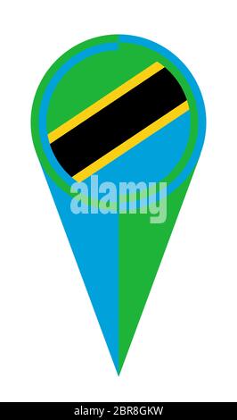 Tanzania map pin flag icon. Tanzanian pennant map marker on a metal ...