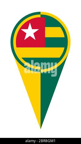 Togo map pin flag icon. Togolese Republic pennant map marker on a metal ...