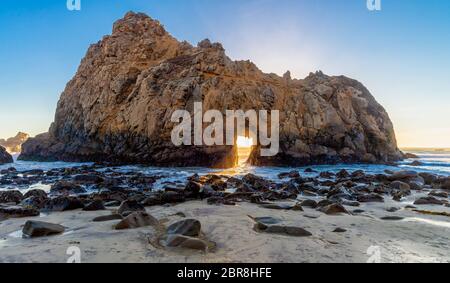 Pfeiffer Beach Keyhole Rock, Big Sur, Monterey County, California Stock Photo