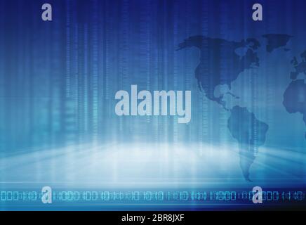 Digital data strings with binary codes, computer technology background ...