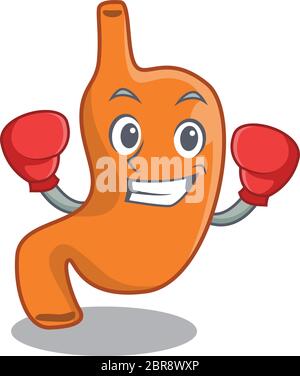 Mascot design of stomach as a sporty boxing athlete Stock Vector