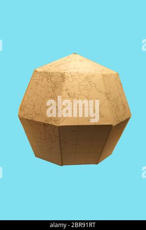 Earth globe Polygonal planet paper or World map polygonal paper Stock Photo