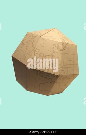 Earth globe Polygonal planet paper or World map polygonal paper Stock Photo