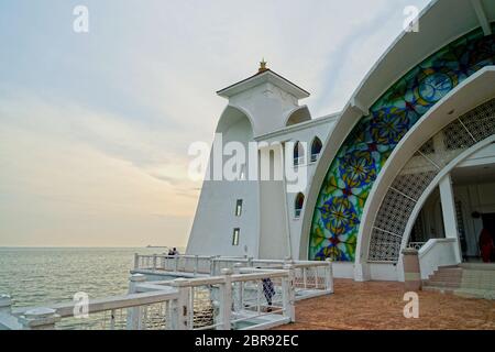 Masjid Selat Malaka, Melacca Strait Mosque, Malaka, Malaysia Stock Photo