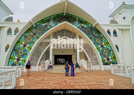 Masjid Selat Malaka, Melacca Strait Mosque, Malaka, Malaysia Stock Photo