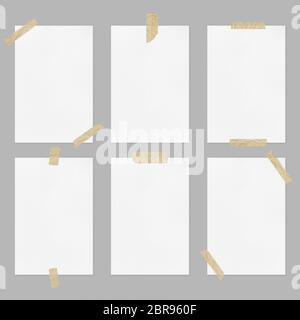 Set of vintage photo frame and old paper with adhesive tape. Vintage style  for scrapbooking. Copy space for text. Mock up template. Isolated on white  Stock Photo - Alamy