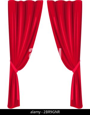 red curtain theater stage classic interior illustration Stock Photo