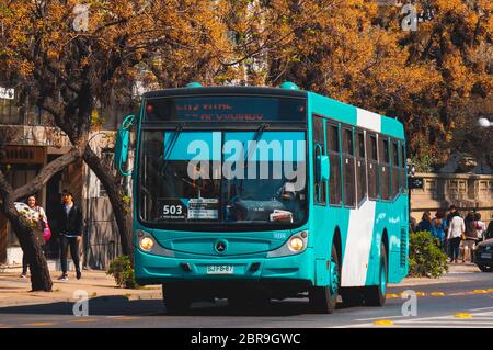 Santiago, Chile - September 2016: A Transantiago - Red Movilidad bus in Santiago Stock Photo