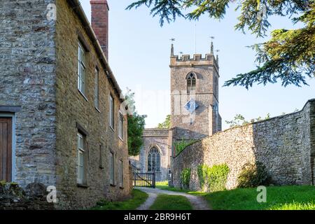 St Laurence church in the early morning spring sunlight. Combe, Oxfordshire, England Stock Photo