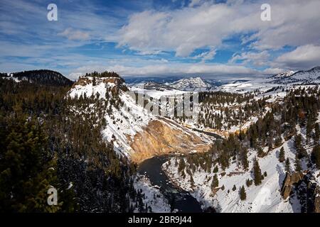 WY04536-00....WYOMING - Yellowstone River and Calcite Springs viewed from Calcite Springs Overlook in Yellowstone National Park. Stock Photo