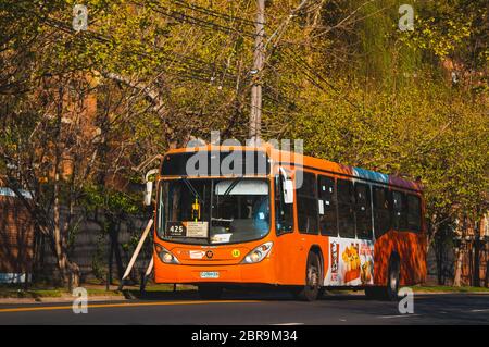 Santiago, Chile - September 2016: A Transantiago bus in Santiago Stock Photo