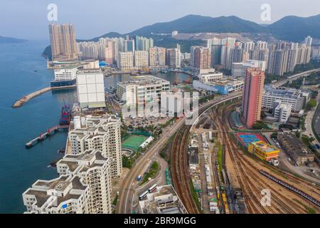 Chai Wan, Hong Kong 22 May 2019: Aerial view of Hong Kong city Stock Photo