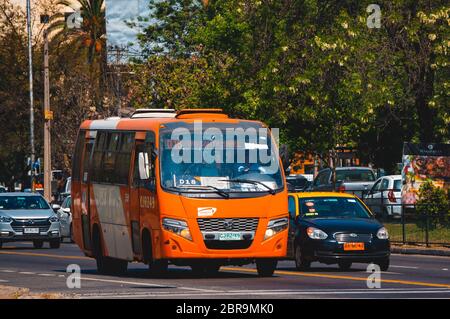 Santiago, Chile - September 2016: A Transantiago bus in Santiago Stock Photo