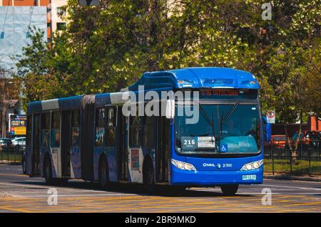 Santiago, Chile - September 2016: A Transantiago bus in Santiago Stock Photo