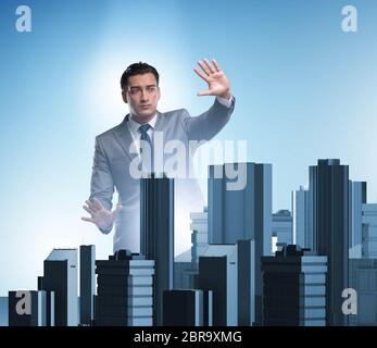 The futuristic architect doing urban planning Stock Photo