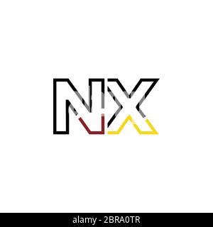 NX N X letter logo design. Initial letter NX linked circle uppercase ...