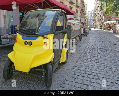 Small Electric Utility Car in Naples Italy Stock Photo