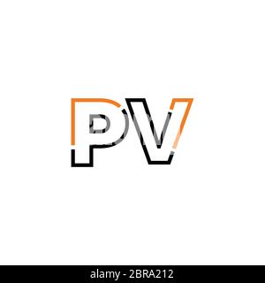 Initial PV logo template with modern frame. Minimalist PV letter logo