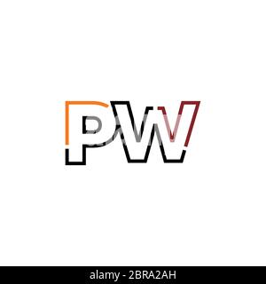 Initial letter PW logo template colored orange circle design for ...