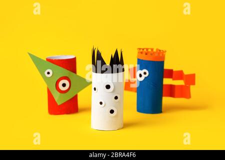 Premium Photo  Halloween monsters from toilet paper rolls childrens crafts  for halloween