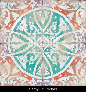 Moroccan mosaic tile, ceramic decoration tile, Moroccan pattern tile Stock Photo