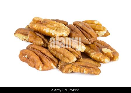 Heap of pecan nuts isolated on white background with clipping path Stock Photo