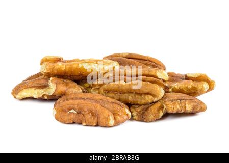 Heap of pecan nuts isolated on white background with clipping path Stock Photo