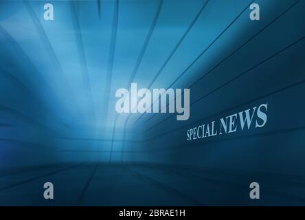 Abstract Empty 3D Space BlueTheme  Speical News Background. Stock Photo