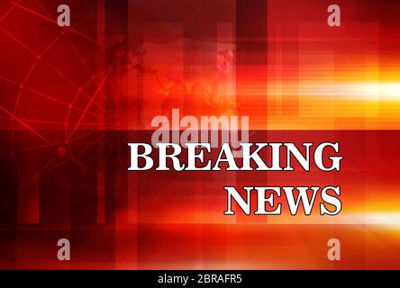 Graphical Breaking News Background with news text, Red Theme Background with White Breaking News. Stock Photo