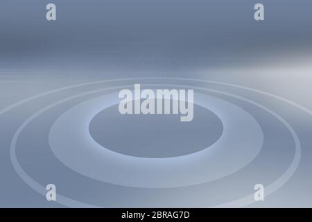 Empty studio 3d space, multiple expanding circles on ground Stock Photo
