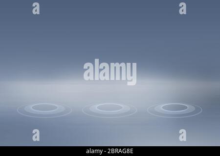 Empty 3d space, with multiple expanding circles on ground Stock Photo