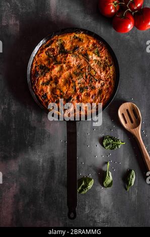 Vegetarian frittata with potatoes, simple and delicious, product photo Stock Photo