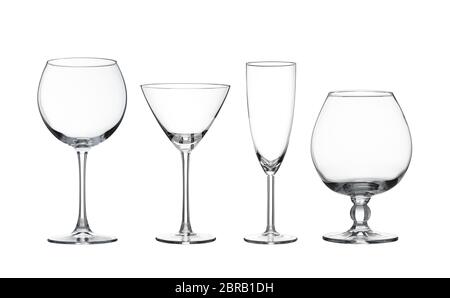 Empty glass martini glass against  white background. Stock Photo