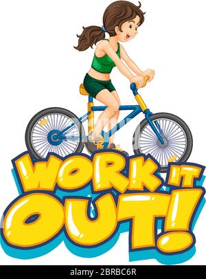 Font design for word work it out with woman doing exercise 1211870