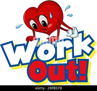 Font design for word work out with heart working out illustration Stock Vector