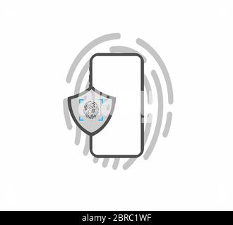 Smartphone Data Security - Fingerprint Lock Stock Vector