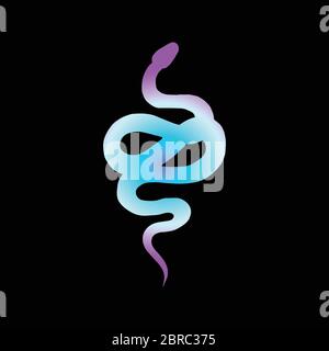 Neon snake silhouette vector illustration isolated Stock Vector