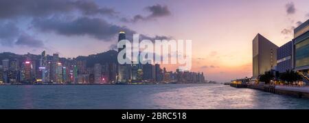 Hong Kong Island skyline at sunset, Hong Kong Stock Photo