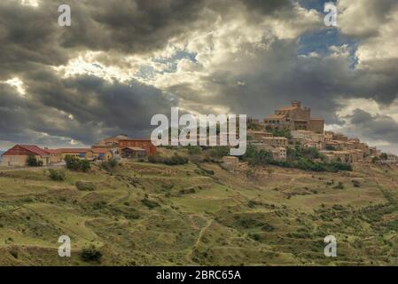 The town of Ujue in Navarra, Spain Stock Photo