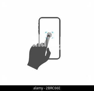 Fingerprint - Identification and unlocking the smartphone screen Stock Vector