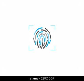 Fingerprint scanning, identification and security vector illustration isolated Stock Vector