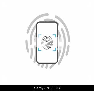 Data Security on Smartphone - Fingerprint Lock Vector Illustration Stock Vector