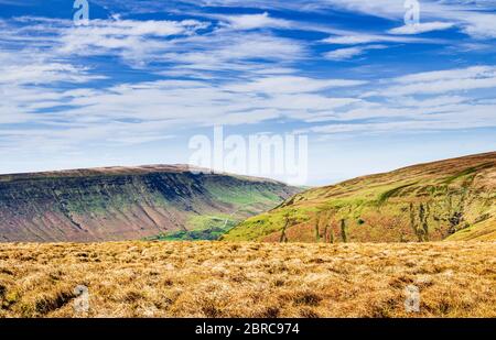 Hiking alone on the Black Hill along Offas Dyke Path Herefordshire on the English Welsh border Stock Photo